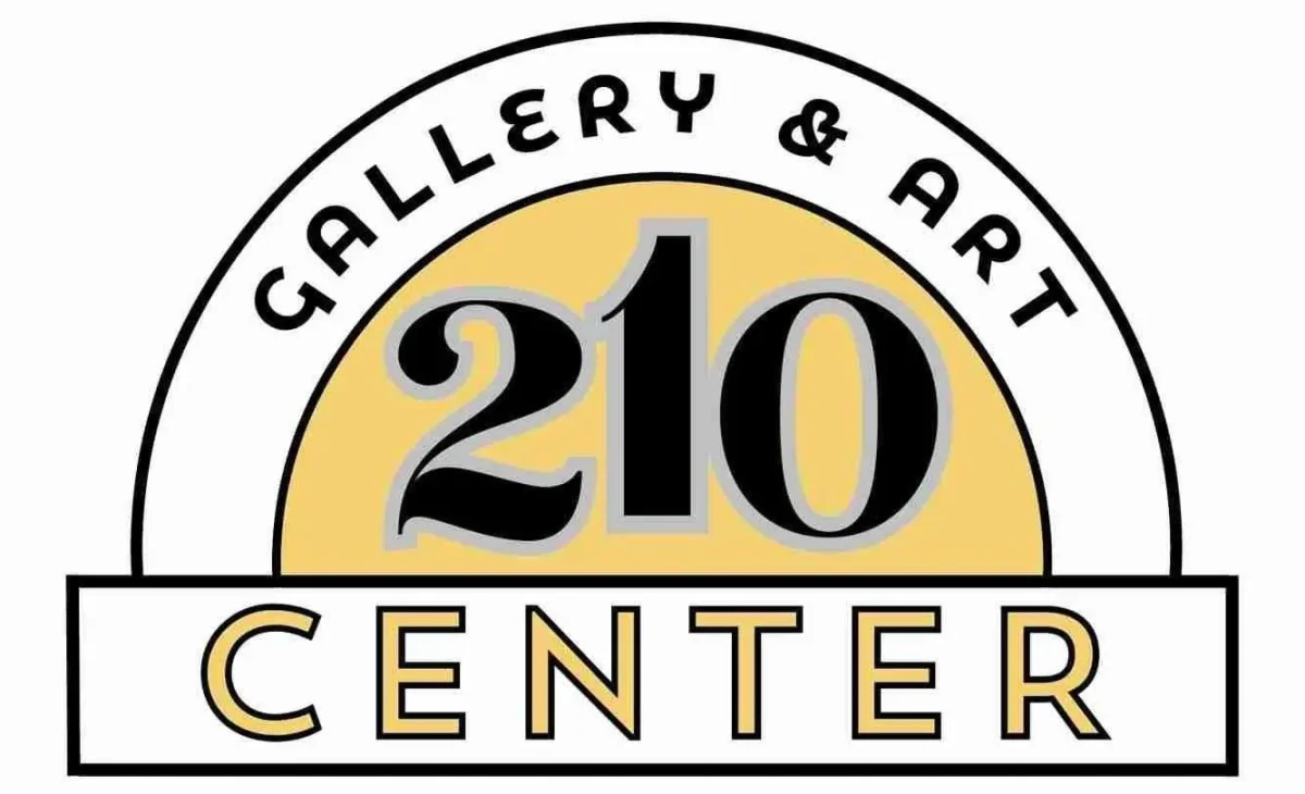 Gallery and Art Center 210 logo with yellow semicircle and black text